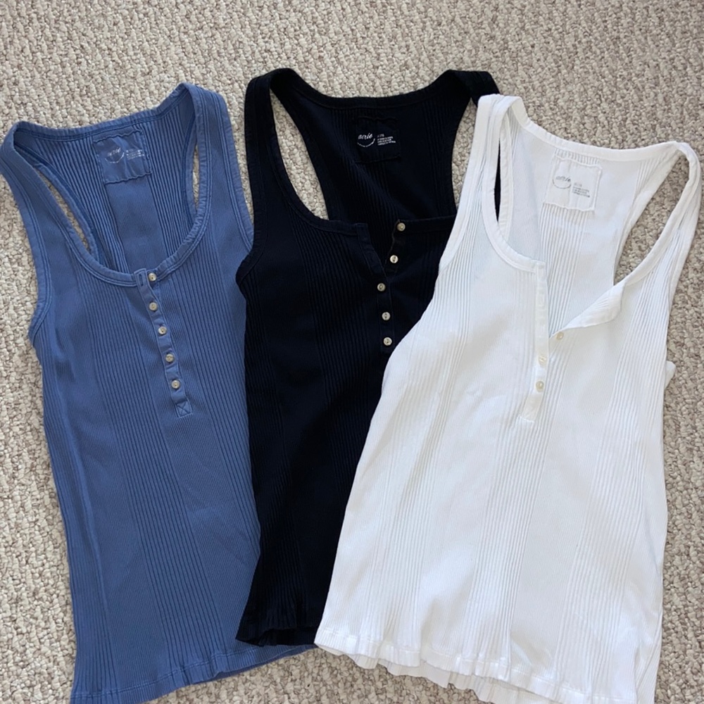 3 aerie ribbed tank tops
